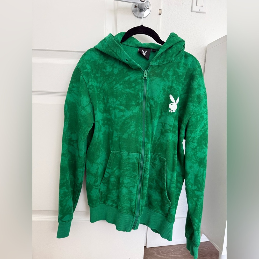 Playboy Green Tie Dye Zip Up Hoodie